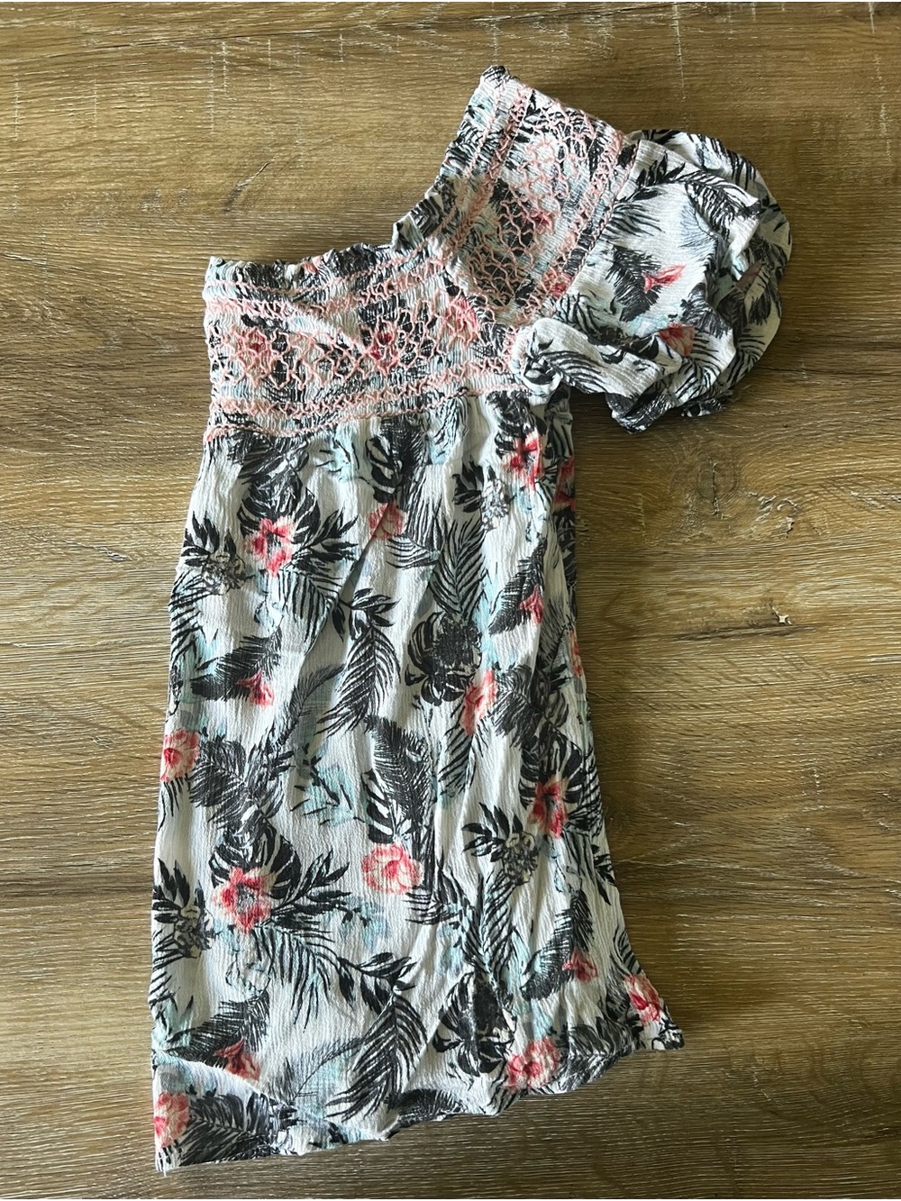 Maurices Hawaiian Print Off The Shoulder  Tee (Elastic Collar)